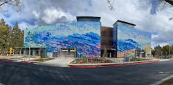 Moving mural parking garage in California Moving mural parking garage in California