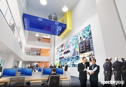 A rendering of an interior room with computers and a video wall at the Nassau County Center for Training and Intelligence A rendering of an interior room with computers and a video wall at the Nassau County Center for Training and Intelligence