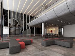 A rendering of an interior lounge space in Turkish Airlines' Flight Training Center from TAGO A rendering of an interior lounge space in Turkish Airlines' Flight Training Center from TAGO