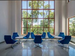 A lounge/collaboration space in the new Montclair State University Communication and Media building A lounge/collaboration space in the new Montclair State University Communication and Media building