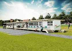 A rendering of the exterior of Lego Lunch A rendering of the exterior of Lego Lunch