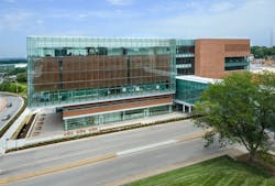 The exterior of the new Health Education Building on the University of Kansas campus The exterior of the new Health Education Building on the University of Kansas campus