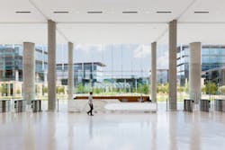 An interior lobby at the new Toyota Motor North American HQ designed by Corgan An interior lobby at the new Toyota Motor North American HQ designed by Corgan