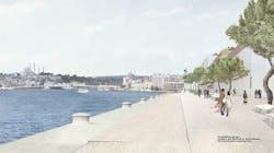 The gangway in its fully underground position The gangway in its fully underground position