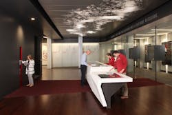 People using the display tables People using the display tables