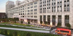 The northeast plaza at the Chicago Post Office redevelopment The northeast plaza at the Chicago Post Office redevelopment
