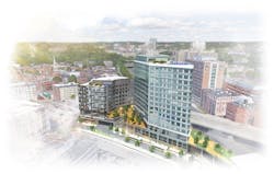 Aerial view of Fenway Center west Aerial view of Fenway Center west