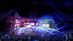 Competition pit transformable ceiling Competition pit transformable ceiling