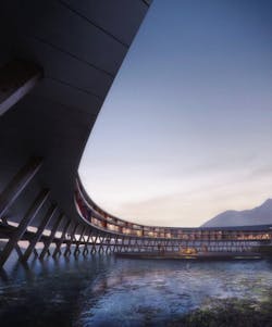 The rorbue inspiration can be seen in the wooden poles The rorbue inspiration can be seen in the wooden poles