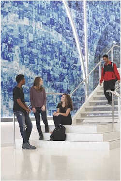 Students gather in front of the Golden Ratio Wall art installation Students gather in front of the Golden Ratio Wall art installation
