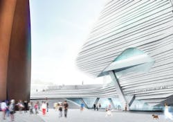 View from Argyros Plaza of OCMA's main entrance View from Argyros Plaza of OCMA's main entrance