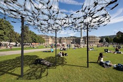 Canopy system providing shade to people underneath Canopy system providing shade to people underneath
