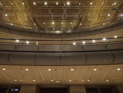 Semitransparent Metal Fabric By Gkd Conceil The Bare Ceiling And The Technical Installations Above Of The Koningin Elisabethzaal Semitransparent Metal Fabric By Gkd Conceil The Bare Ceiling And The Technical Installations Above Of The Koningin Elisabethzaal