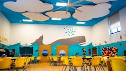 Kirei custom acoustic panels in a school lunch room Kirei custom acoustic panels in a school lunch room