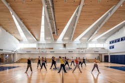Students in the new gym expansion Students in the new gym expansion