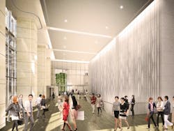 Rendering of people in Y2 lobby and retail component Rendering of people in Y2 lobby and retail component