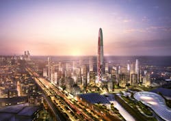 Digital displays lit up on the facade of the Burj Jumeira Digital displays lit up on the facade of the Burj Jumeira