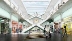 One of POST Houston's atrium staircases One of POST Houston's atrium staircases