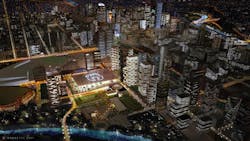 Aerial view of Calgary's new sports and entertainment district Aerial view of Calgary's new sports and entertainment district