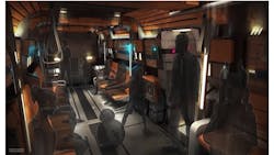 Inside a passenger transport ship Inside a passenger transport ship