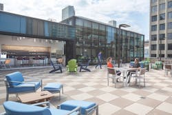 A rooftop patio encourages tenants to get out of their offices A rooftop patio encourages tenants to get out of their offices