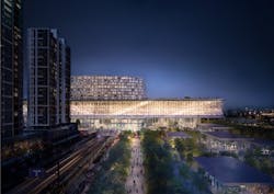 Grand Canal Museum illuminated at night Grand Canal Museum illuminated at night