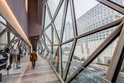 Man walks in Galleria interior Man walks in Galleria interior