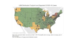 COVID-19 intensity by state vs LBM distribution - map COVID-19 intensity by state vs LBM distribution - map