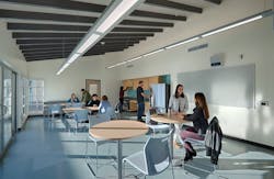 Kennedy Middle School Administration/Family Center interior with students Kennedy Middle School Administration/Family Center interior with students