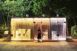 Yoyogi Fukamachi mini park toilet clear glass Yoyogi Fukamachi mini park toilet clear glass