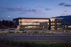 William J. Hybl Sports Medicine and Performance Center at dusk William J. Hybl Sports Medicine and Performance Center at dusk