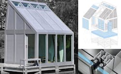 Water-filled windows test 'house' Water-filled windows test 'house'