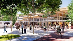 The Village exterior space with students The Village exterior space with students