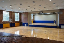 David T. Howard School gymnasium and stage after rehabilitation David T. Howard School gymnasium and stage after rehabilitation