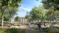 Acciona office building and public park Acciona office building and public park