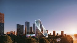 OPPO R&D Headquarters illuminated at dusk OPPO R&D Headquarters illuminated at dusk