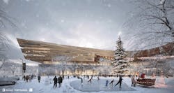 BMO Centre expansion exterior in winter BMO Centre expansion exterior in winter