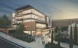 UCR School of Med Ed II exterior at night UCR School of Med Ed II exterior at night