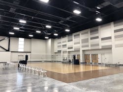 The BASE interior volleyball set up The BASE interior volleyball set up