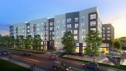 The Rae at Westlake exterior at dusk The Rae at Westlake exterior at dusk