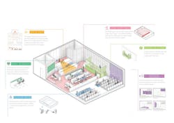 A cutaway of a courtroom design A cutaway of a courtroom design