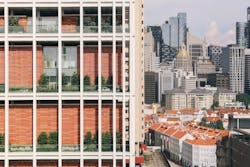 Precast panels match to color of nearby shops Precast panels match to color of nearby shops