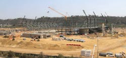 Some 2,500 steel beams support the stadium Some 2,500 steel beams support the stadium