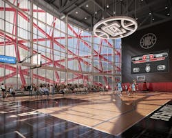 Intuit Dome interior practice court Intuit Dome interior practice court