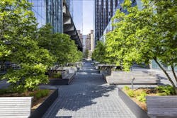 Manhattan west tree-lined gathering space Manhattan west tree-lined gathering space