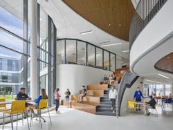 The Library On The Second Floor Connects With The Cafeteria On The First The Library On The Second Floor Connects With The Cafeteria On The First