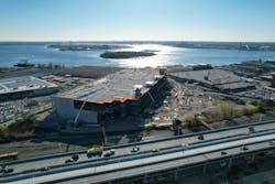 A drone image of the Bronx Logistics Center under construction A drone image of the Bronx Logistics Center under construction