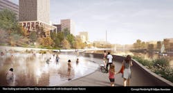 Cuyahoga Riverfront Master Plan Cleveland Rendering courtesy Bedrock Cuyahoga Riverfront Master Plan Cleveland Rendering courtesy Bedrock