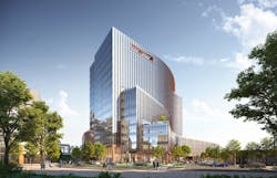 Construction recently started on 5 City Blvd, a 15-story office and mixed-use building in Nashville. Rendering courtesy Goettsch Partners Construction recently started on 5 City Blvd, a 15-story office and mixed-use building in Nashville. Rendering courtesy Goettsch Partners