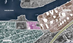 An aerial view of where the police station is located An aerial view of where the police station is located